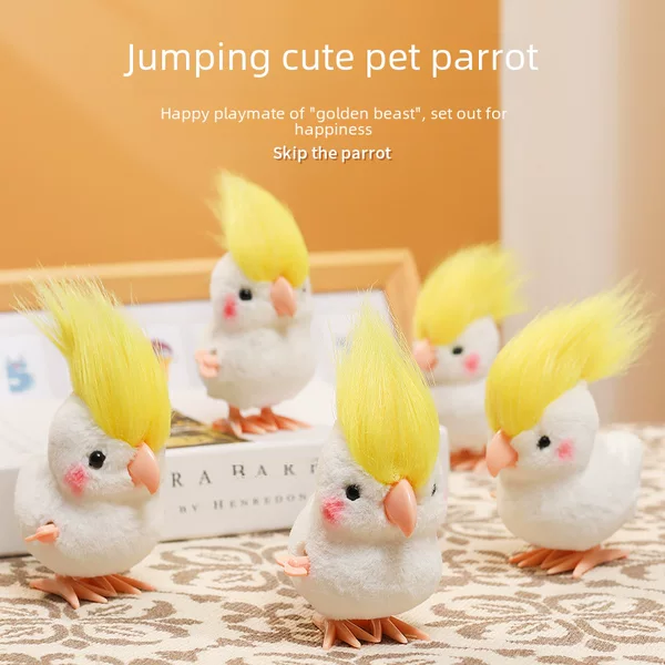 Lejier Jumping Xuanfeng Parrot Clockwork Toy Artificial Plush Cool Hairstyle Parrot Interactive Toy Gift