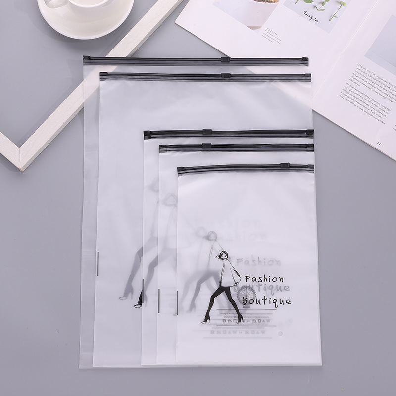 新款透明自封袋 EVA磨砂拉链包装袋便携印花pe拉链袋服装包装袋
