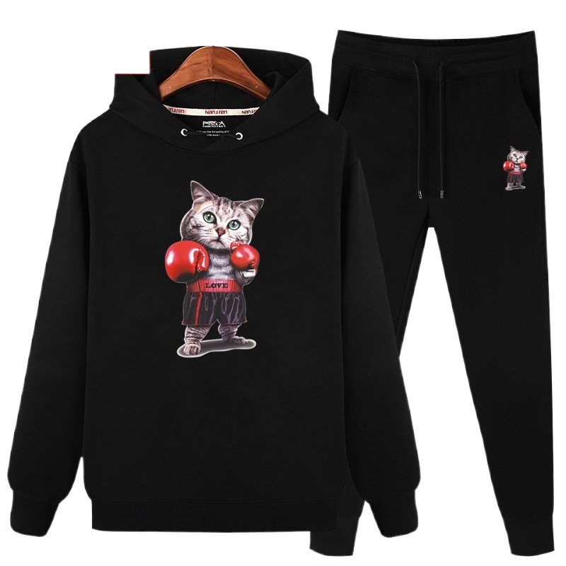 가을과 겨울 기모 스포츠 세트 남자 스웨트 후드 학생 패션 재킷 남자 플러스 사이즈 캐주얼 운동복