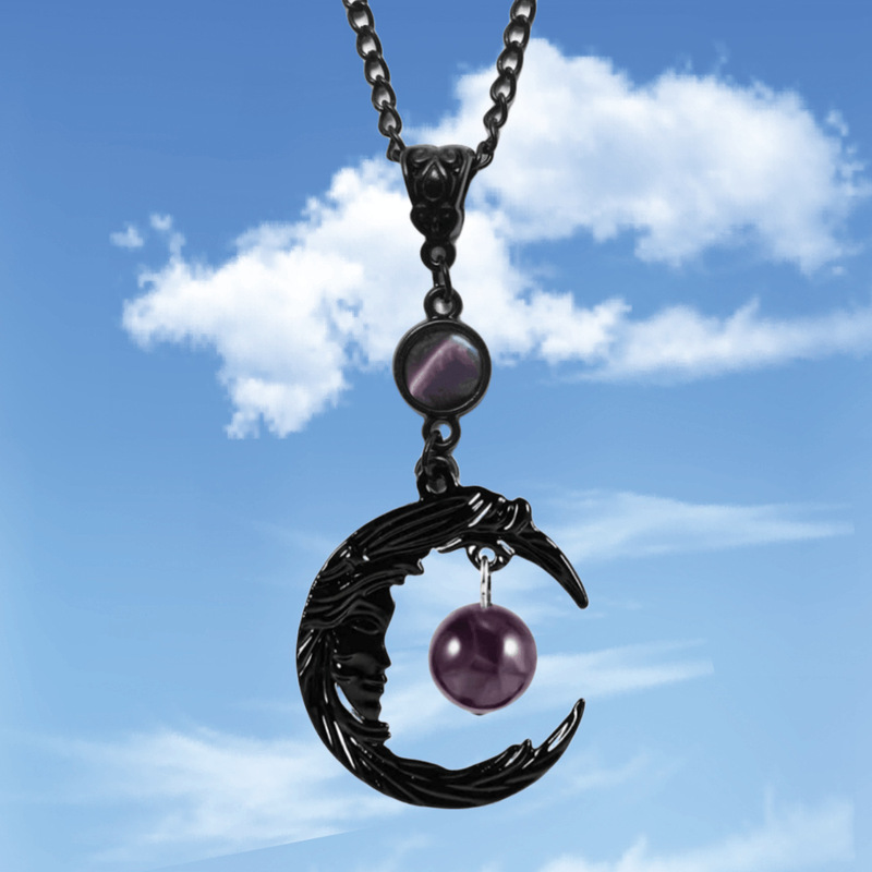 Cross-border foreign trade Gothic Natural Amethyst Moon Goddess Pendant Charm Necklace Factory Outlet