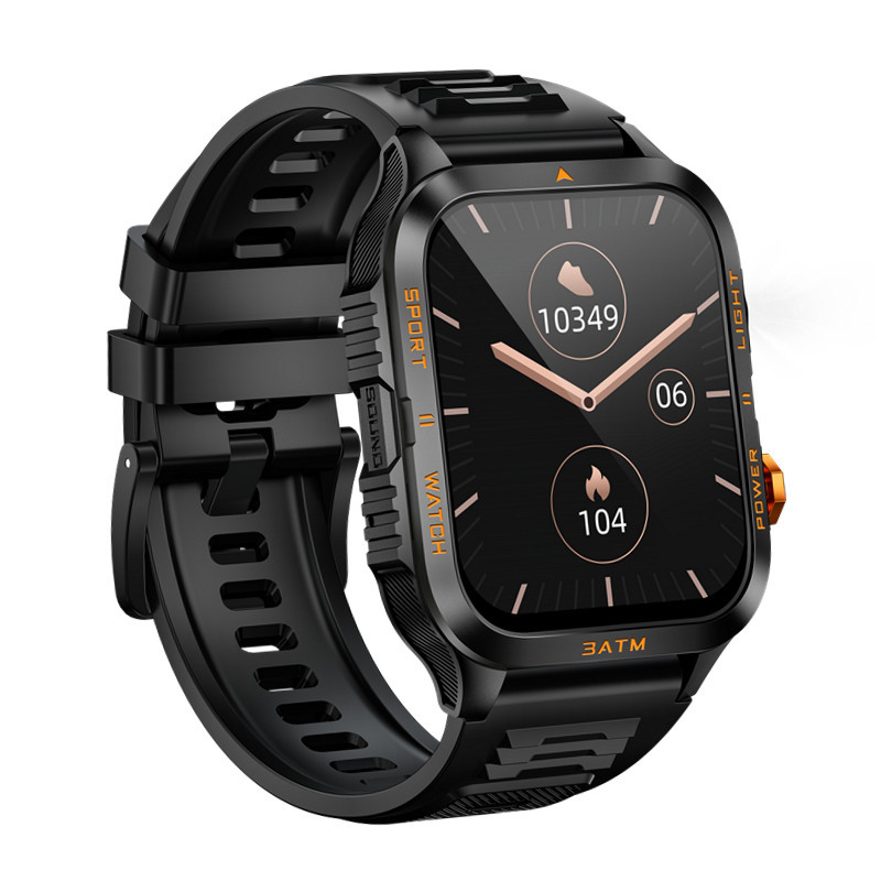 Smartwatch KT89 con ampio schermo da 1,96 pollici, chiamate Bluetooth, torcia a LED, orologio sportivo per attività all'aperto, unisex, stile business, lusso/sportivo._voghion.com