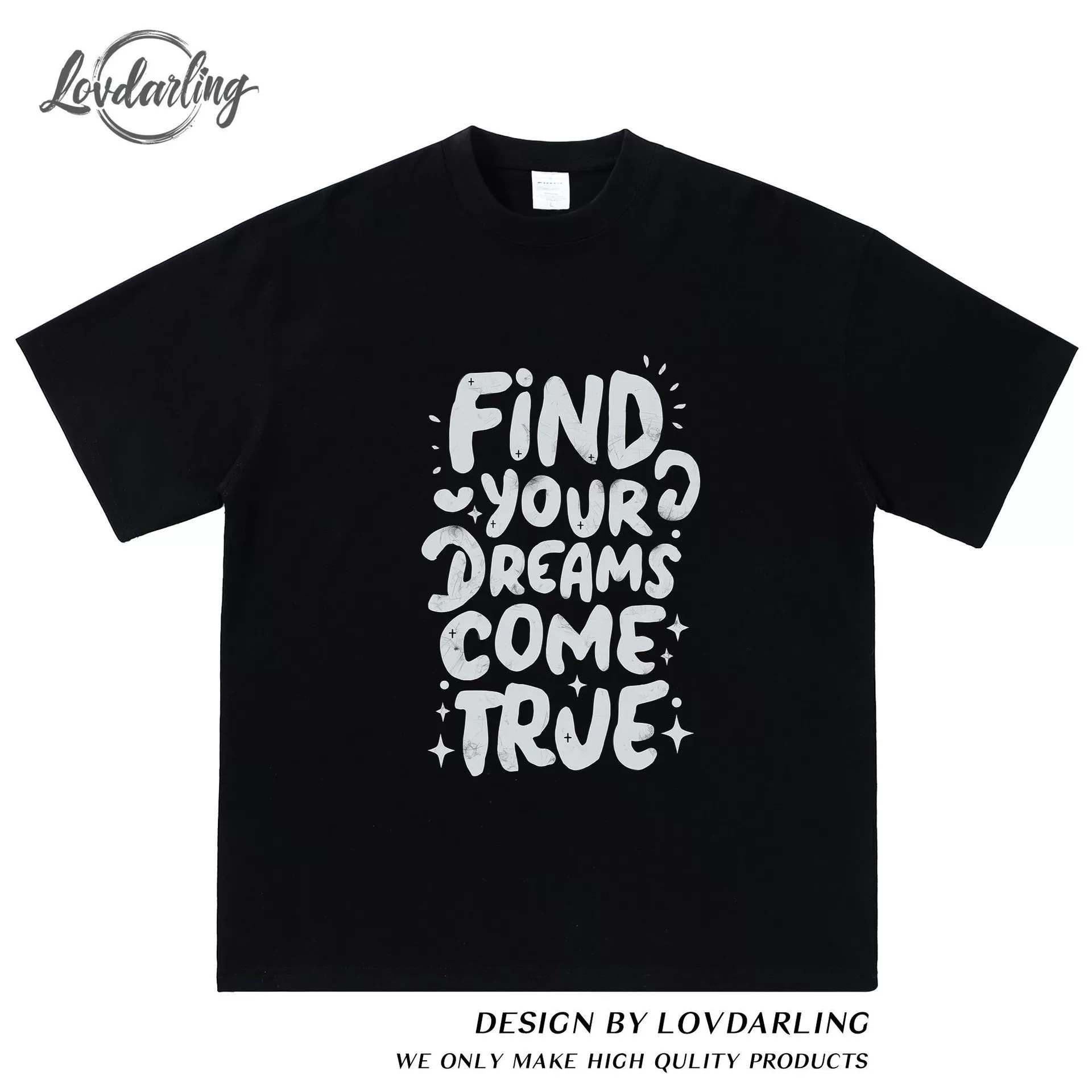 Design T-shirt with a round collar, English, with short sleeve