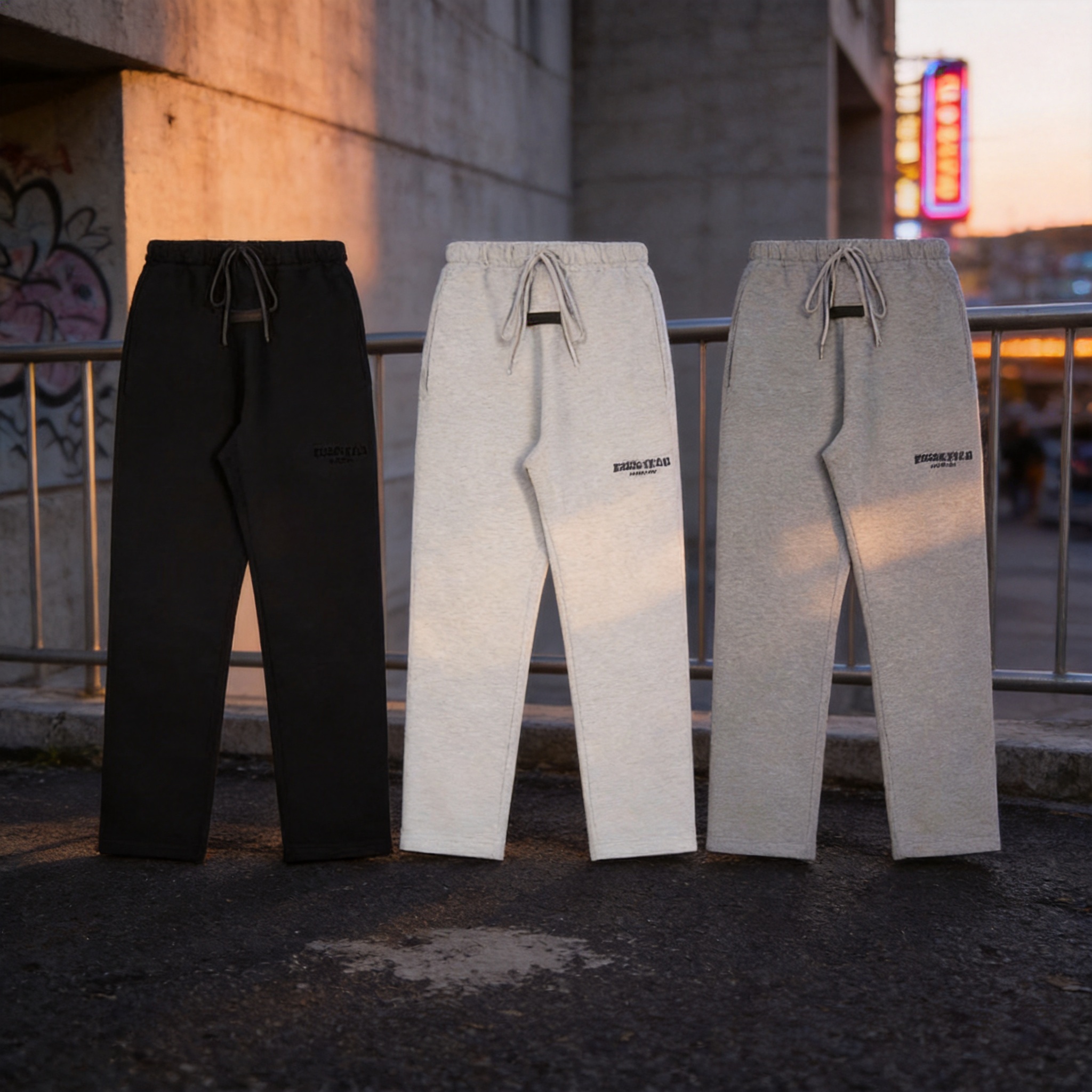 Cross-Border Fog Ss22 Essentials Season 8 High Street Casual Loose Velvet Print Straight-Leg Sweatpants
