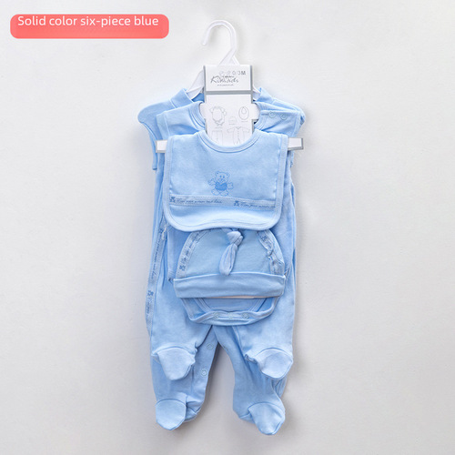 Baby Care Cartoon Print Newborn Clothes Set of 6 0-1 Year Old Baby Outfit Cross-border Bestselling Baby Clothing