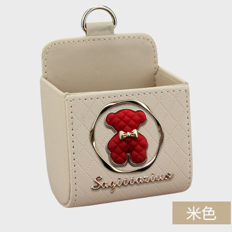 Bolsa de almacenamiento de salida de aire del automóvil bolsas de colgar de teléfonos móviles creativas de metal osos pequeños cajas de almacenamiento de artículos de automóvil almacenamiento de suspensión
