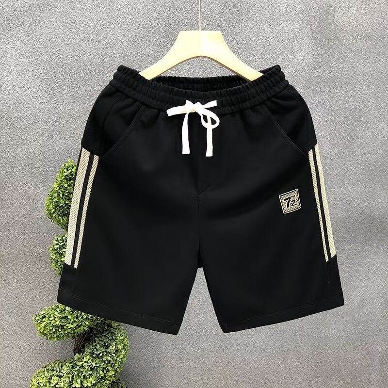 Men's Black Embroidered Casual Shorts Trendy Summer Outerwear Sports Pants New Style_viptrois.com