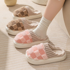 Cotton slippers for women, winter warm indoor home confinement shoes, cotton slippers for home couples, non-slip spring and autumn wool slippers for men