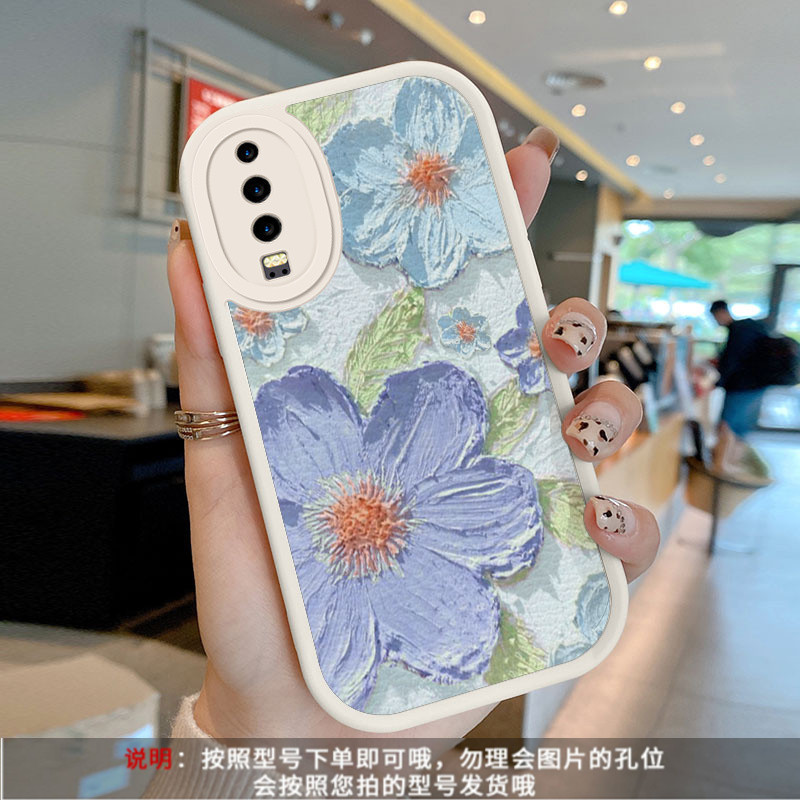 Little fat girl-white blue oil painting flower]