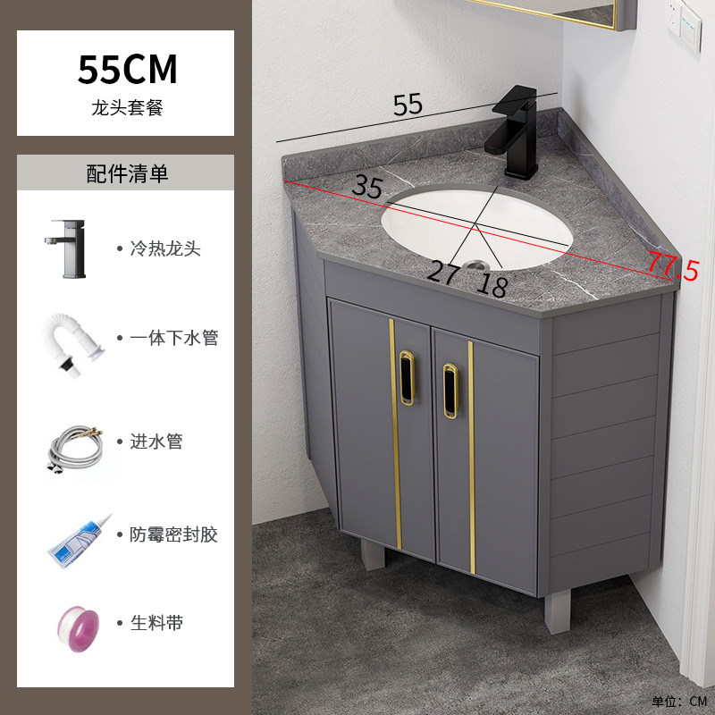 gabinete de baño de aluminio espacial tipo piso combinado tipo pequeño baño lavabo de triángulo lavabo esquina lavabo