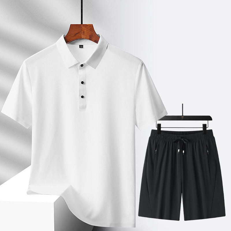 Nuevo traje de ocio deportivo, traje de ocio de hielo multicolor opcional, pantalones cortos de polo, un juego de color sólido para hombres y mujeres