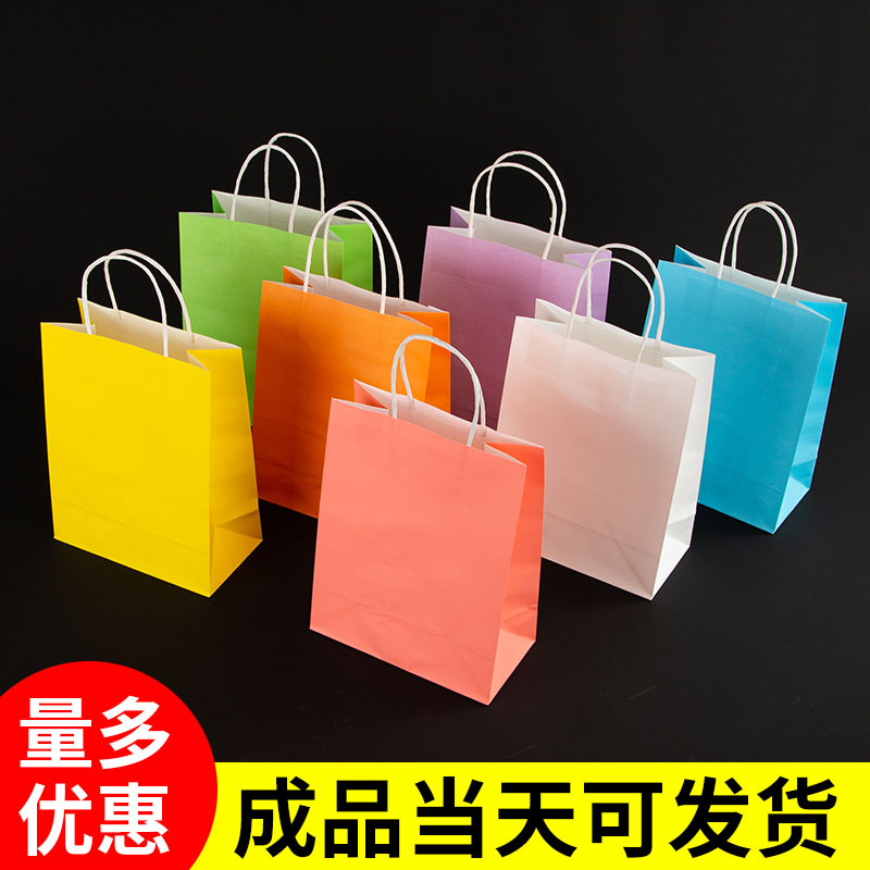 批发牛皮纸手提袋加厚款奶茶外卖打包袋礼品手提纸袋购物袋现货