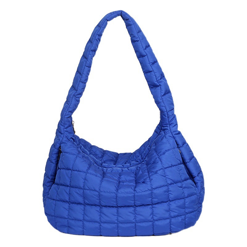 El otoño y el invierno de las mujeres de la marca de moda de nylon nube plisado dumpling bolsa personalidad moda Plaid color sólido bolsa de hombro bolsa de las axilas