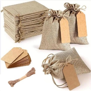 YZ coffee grounds storage bag activated carbon empty bag natural color retro imitation linen small cloth bag combination jewelry drawstring gift bag
