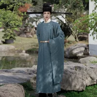 Аутентичный оригинальный мужской халат Hanfu 2025 года, новый халат династии Сун с круглым вырезом, официальный халат, придворная форма династии Сун, халат Lanku, древний костюм с темным узором Tencel