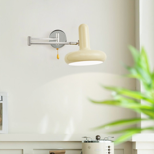 Bauhaus wall lamp bedroom wall lamp Nordic rocker bedside lamp cream style retractable living room background wall lamp
