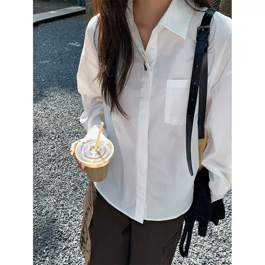 黄峥 韩慵懒风长袖衬衫减龄时尚洋气百搭气质上衣衬衣女530849