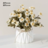 Milky White French Sunflower Butterfly Ceramic White