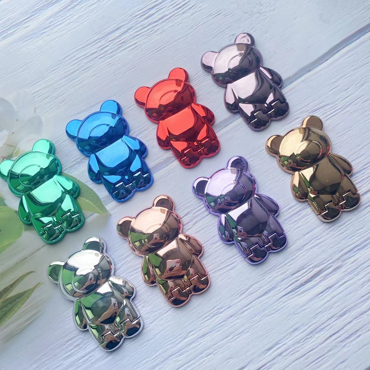 Multi functional invisible phone holder, solid color electroplated cartoon back sticker, cute teddy bear pull rod,_voghion.com