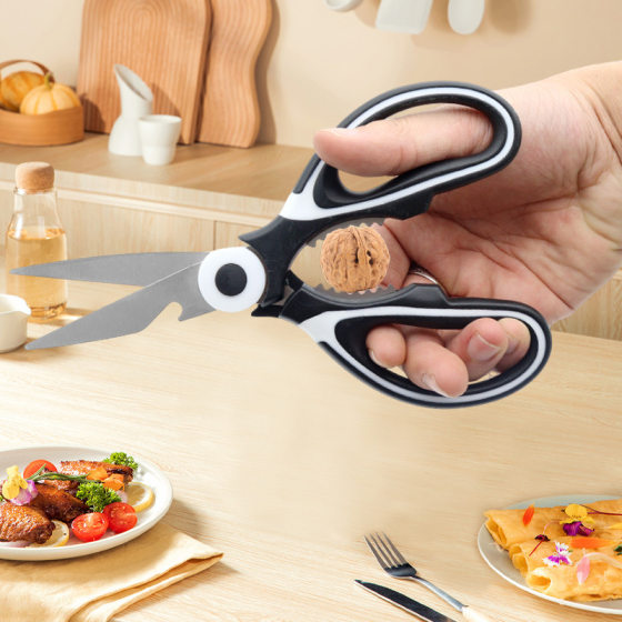 Cross-border Black Panda Scissors with Lid and No Saw-teeth Multi-function Home Cut Vegetable Cut Bone Stainless Steel Kitchen Shear