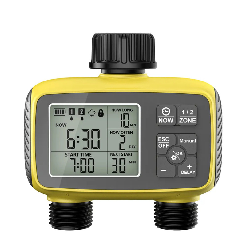 New Cross-Border Intelligent Irrigation Timer Dual Outlet Water Valve Outdoor Garden Courtyard Intelligent Automatic Watering Controller