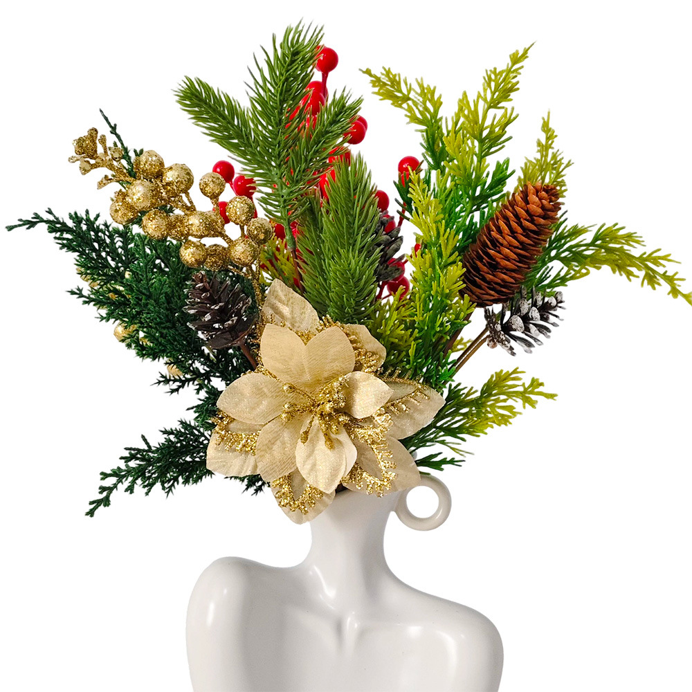 Navidad flores de polvo de oro flores simuladas Navidad bayas tapones de escritorio props de disparo de diseño de decoración del día del árbol de Navidad