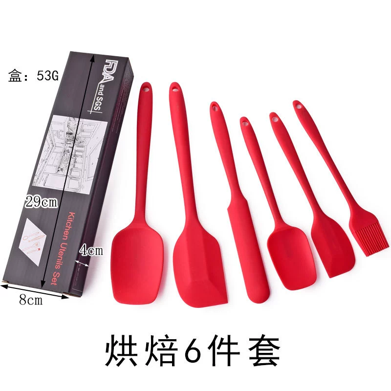 Silicone scraper, cream set, brush, 5 pieces, 6 pieces