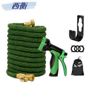 Car wash water gun with hook, high-pressure cleaning tool, retractable hose, spray gun, new powerful pressurized watering tool, black and green stripes