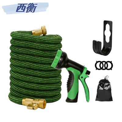 Car wash water gun with hook, high-pressure cleaning tool, retractable hose, spray gun, new powerful pressurized watering tool, black and green stripes (High pressure car wash water gun) - 25ft-original-length-25m-length-after-water-connection-75m-black-and-green-striped-american-standard-suit