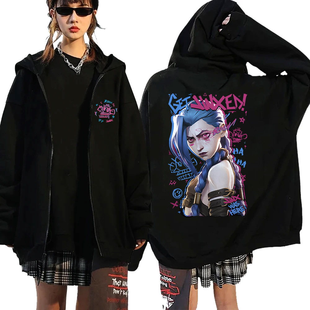 Arcane-Jinx Graphic Zipper Hoody Men Women Hip Hop Fashion