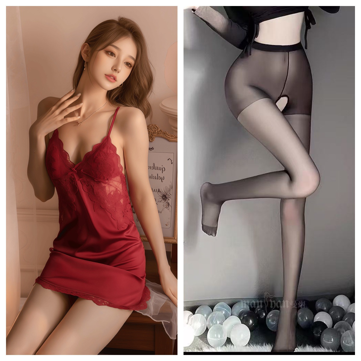 버건디(가슴 패드 포함) + 블랙 오프닝