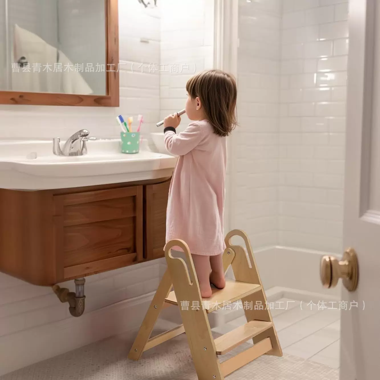 跨境儿童木制增高脚踩凳子儿童凳幼儿蒙氏脚踏凳宝宝洗漱台阶垫脚