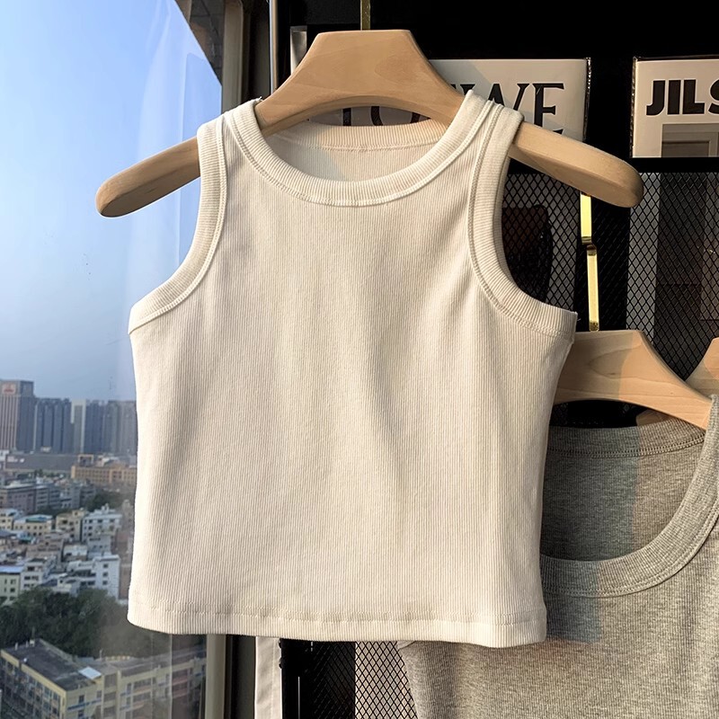 Foundation Threaded Camisole Women's Outer Wear Summer New Slim-fit Short Sleeveless T-shirt Inner Base Shirt Top Foundation Threaded Camisole Women's Outer Wear Summer New Slim-fit Short Sleeveless T-shirt Inner Base Shirt Top