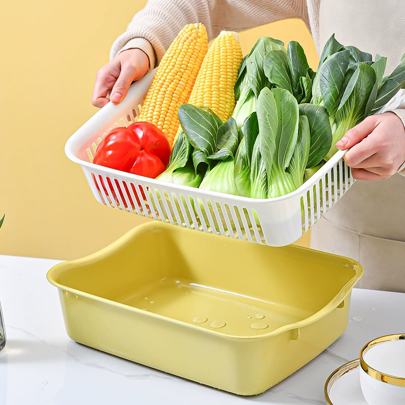 Scandinavian double-layer plastic drying rack for home use, universal storage system, fruit basket