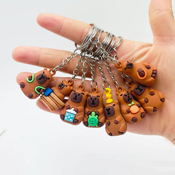 Carto Card Pibala Keychain Bag Pendant Soft Glue Doll Mini small size Beaver Keychain Small Gift