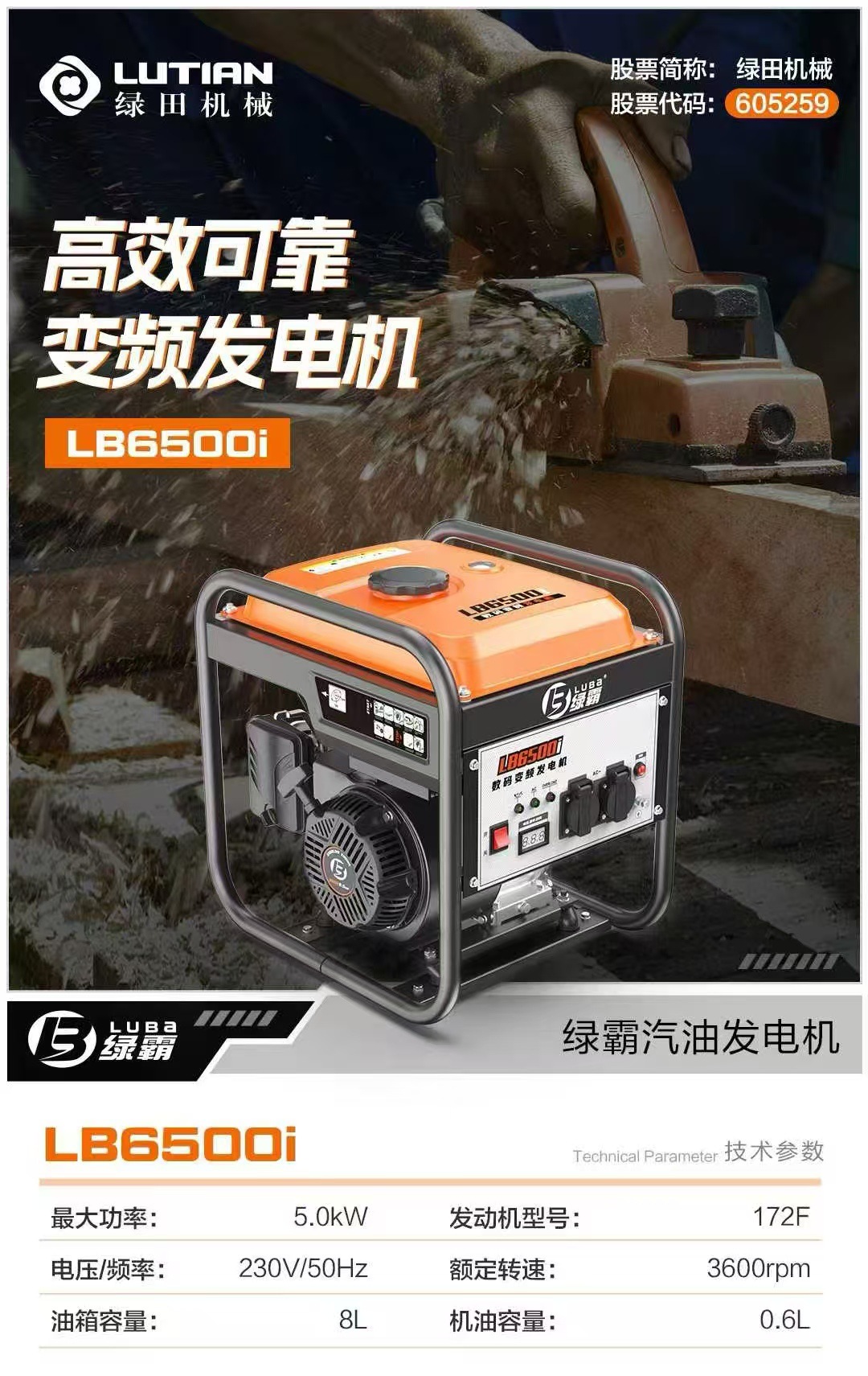 Greenfield Green Power Inverter Generator for Home Use, Portable High-Power European Standard Socket, Commercial Lightweight Outdoor Power Supply