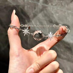 八芒星白水晶手链满钻冰透爆闪小众设计清冷感高颜值轻奢百搭手饰