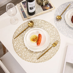 跨境圓形鏤空西餐墊 創意不規則PVC八角形燙金隔熱墊防水防滑桌墊