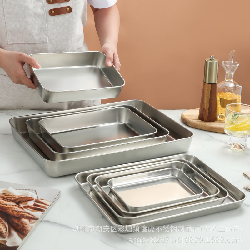 Stainless Steel Square Plate suit Oil Drain Water Drain Household Oven Flat Bottom Square Tray Commercial Bakeware Rice Bowel Plate Stainless Steel Square Plate suit Oil Drain Water Drain Household Oven Flat Bottom Square Tray Commercial Bakeware Rice Bowel Plate