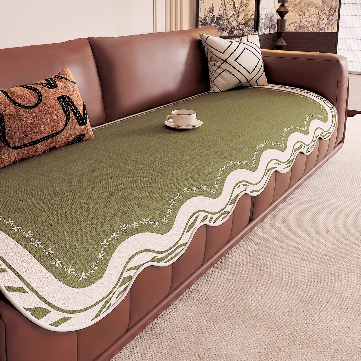 Cojín de sofá de forma especial universal Four Seasons, nuevo estilo de lujo ligero, sofá antideslizante fijo, cubierta de tela, cubierta con todo incluido