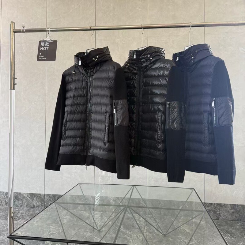 Cross-border Padded Corduroy Moncler-style Knitted Down Jacket with Wool Splicing, Lightweight High-end Version Coat Cross-border Padded Corduroy Moncler-style Knitted Down Jacket with Wool Splicing, Lightweight High-end Version Coat
