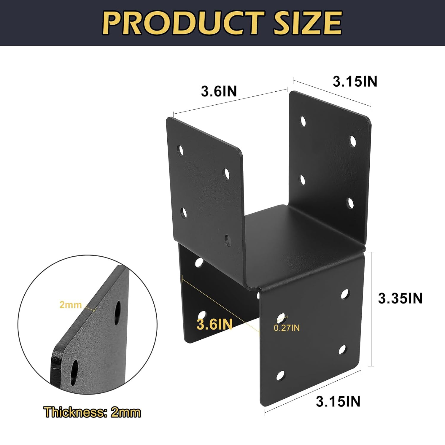 Soporte de Fijación para Viga y Columna de Metal, Ajustable y Resistente para Pérgola image 12