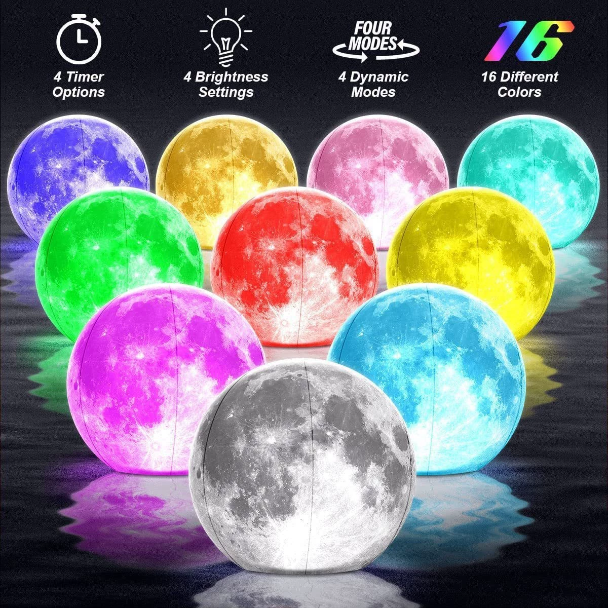 Надувной светящийся лунный шар с дистанционным управлением, ПВХ, 40 см, светящаяся планета, для трансграничных продаж