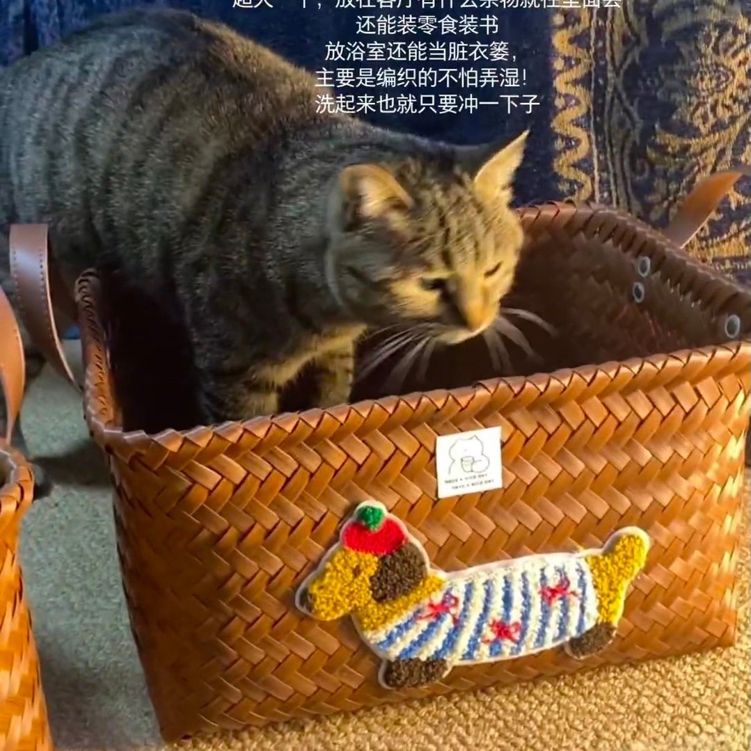 アメリカの汚いかごの洗濯桶の間食のおもちゃの雑物の赤い本の同項の取っ手は藤編みの服をまねてバスケットを収納します。