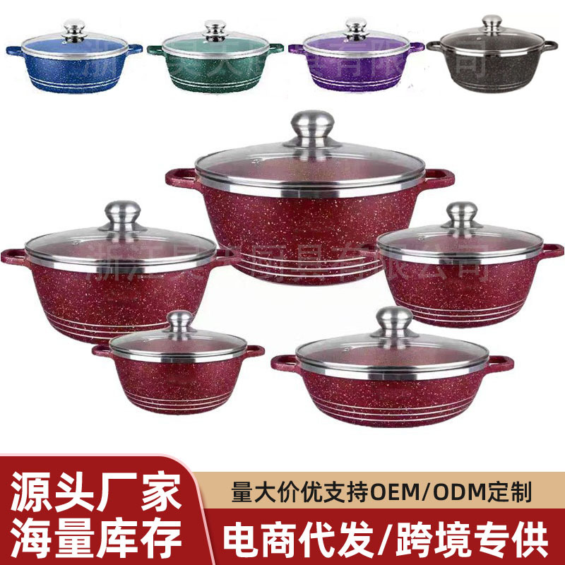 Dessini set de 10 piezas de mármol aluminio cocina de arroz fundido a presión piedra antiadherente cocina de cocina set de ollas regalo