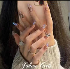 純欲風爆閃魅影紫蝴蝶美甲貼穿戴甲辣妹顯白美甲片可拆卸甲片批發