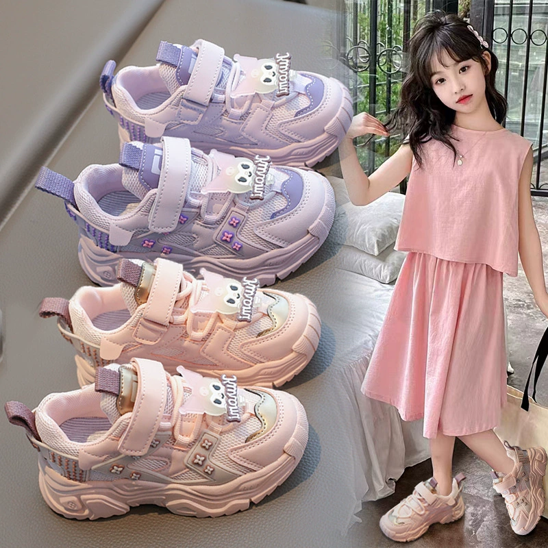 Детские кроссовки для девочек весна-осень 2025, мягкая подошва, легкие, дышащие, сетчатые, нескользящие.