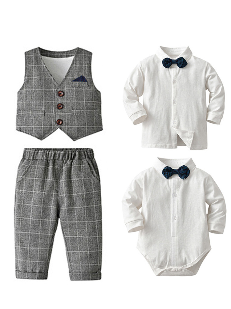 Ropa para niños, venta al por mayor, chaleco de primavera y otoño, chaqueta, traje pequeño, ropa para niños, vestido de caballero para bebé, traje para niño