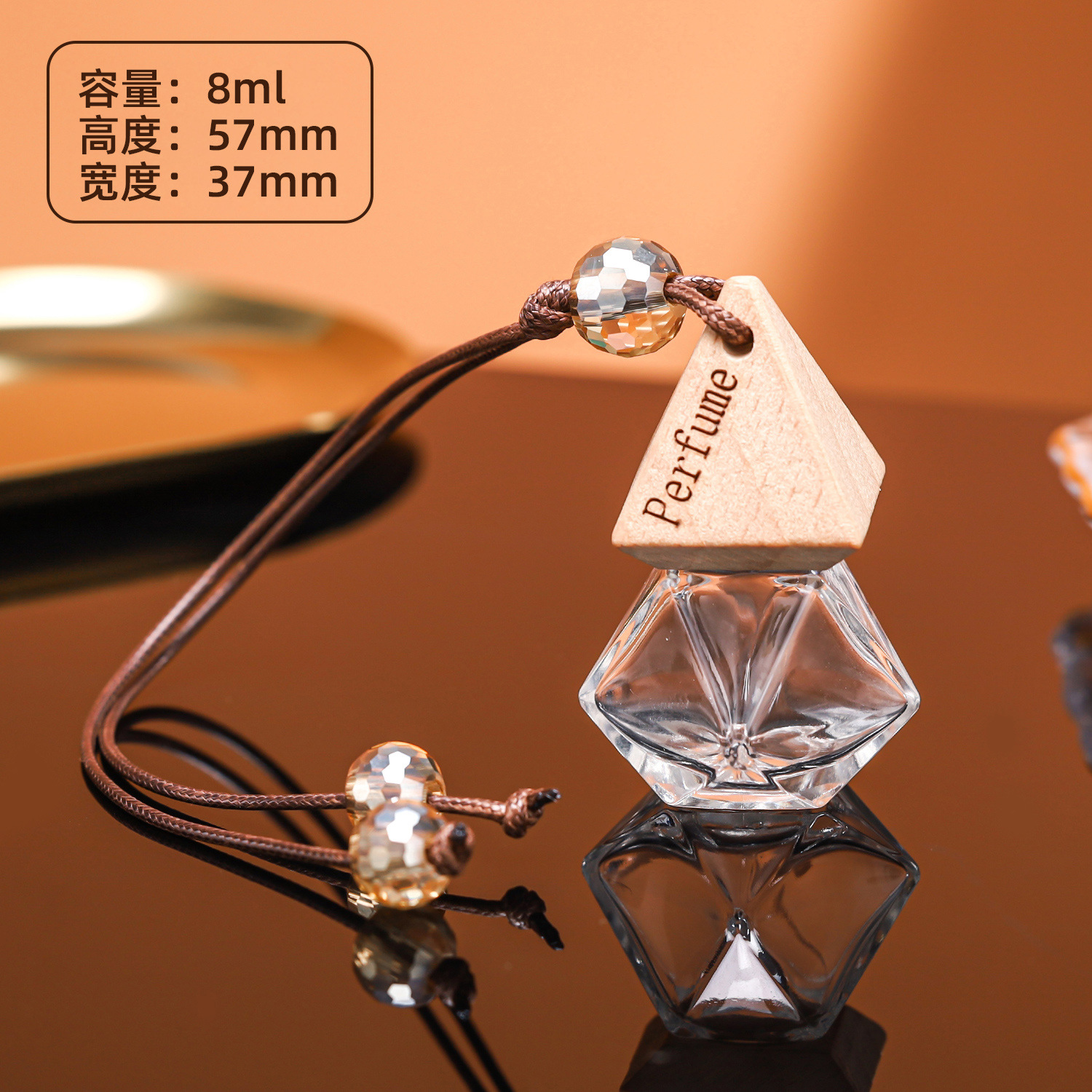 Botella de fragancia de vidrio transparente, botella de fragancia para automóviles, mini botella de aceite esencial para automóviles, colgante de fragancia