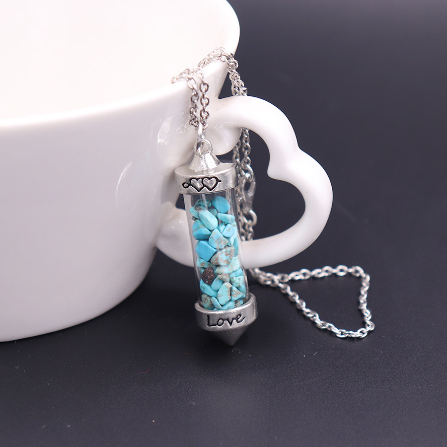 Nuevo collar largo de cristal con doble punta cónica y piedras trituradas, estilo corazón, amor, pareja, cadena para suéter, venta al por mayor image 14