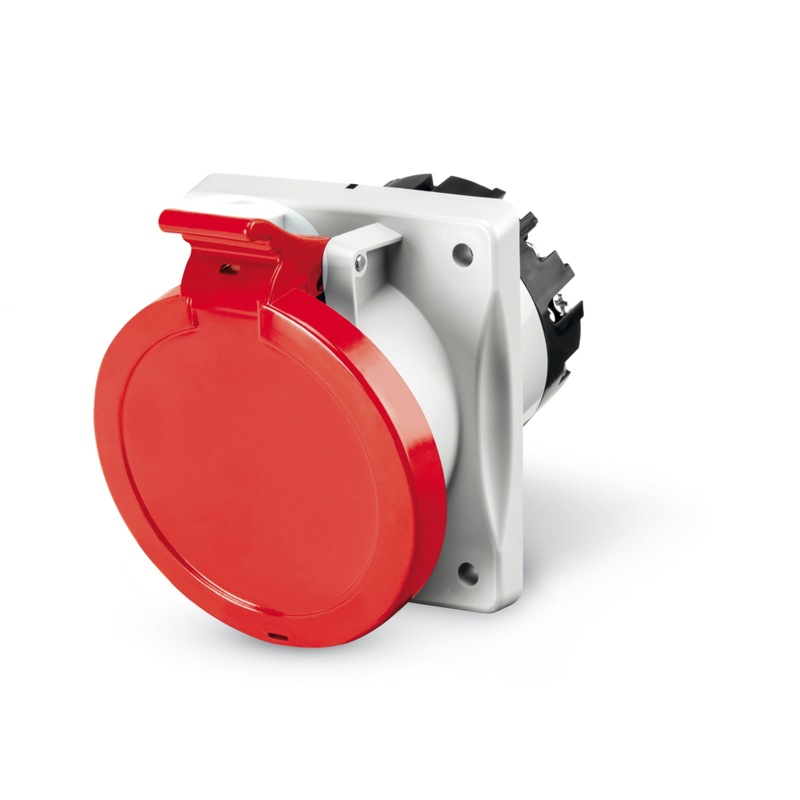 413.6366 防水工业插座63A  4P 380V 原装进口 暗装斜式插座